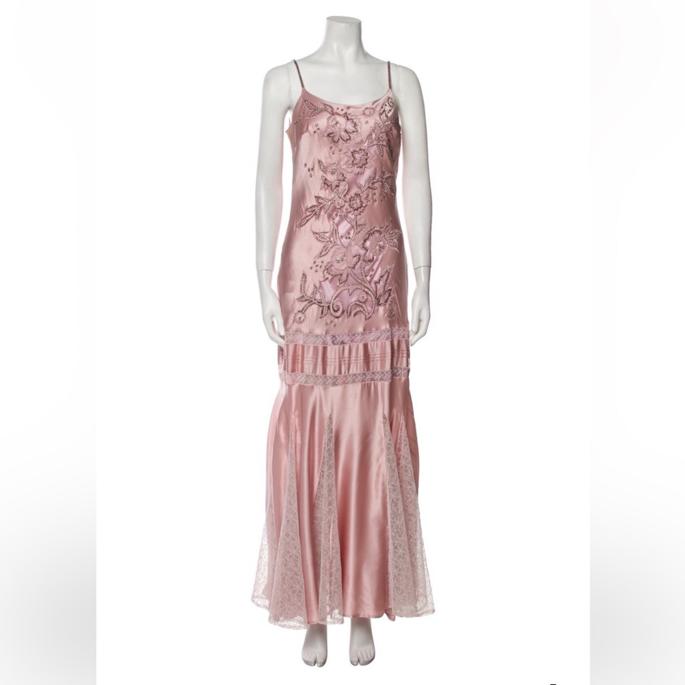 Sue Wong Pink Silk Beaded Gown